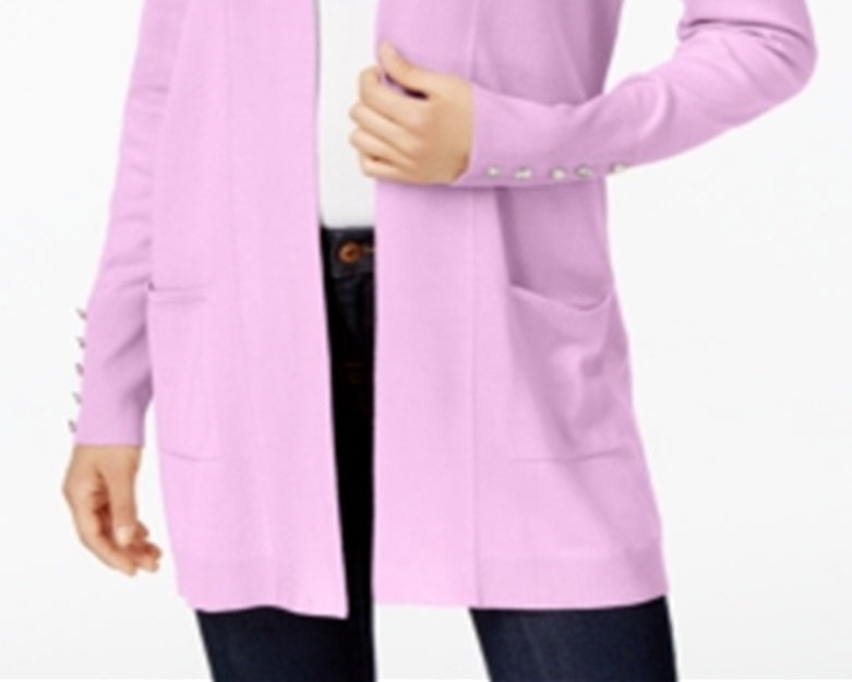 Cardigan feminino JM Collection com frente aberta, roxo, tamanho pequeno