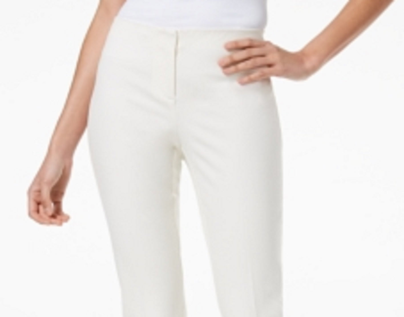 Calça Alfani Feminina com Cadarço e Elástico na Frente, Tamanho 14, Branca