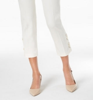 Calça Alfani Feminina com Cadarço e Elástico na Frente, Tamanho 14, Branca