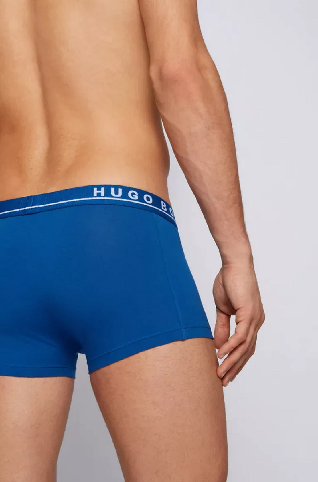 Cueca boxer masculina Hugo Boss, pacote com 3 peças, azul, tamanho médio