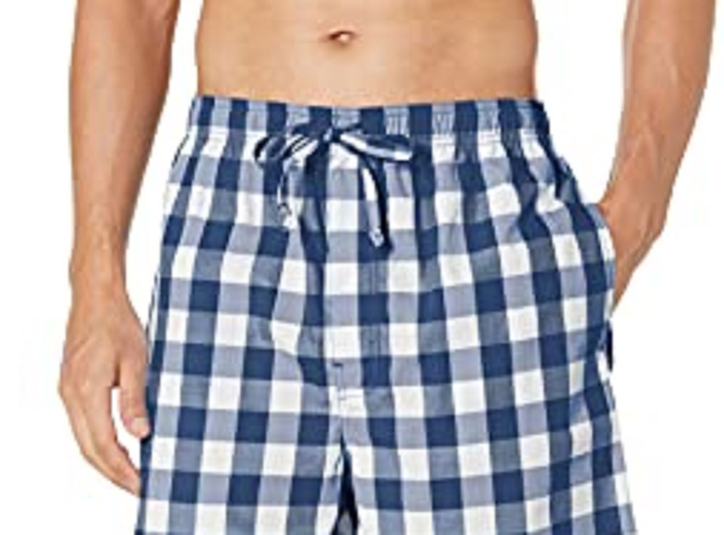 Nautica Shorts de pijama xadrez de algodão masculino azul tamanho grande