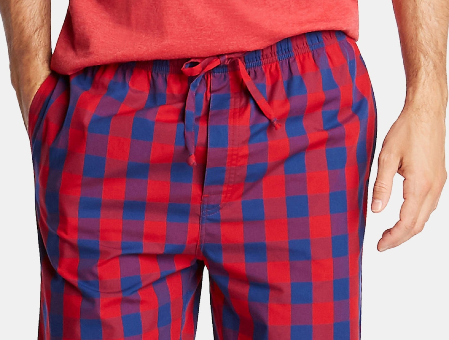 Shorts de pijama masculino xadrez de algodão Nautica rosa tamanho GG