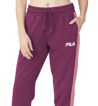 Calça jogger feminina Fila Vigor Mid Rise Colorblocked Fleece Roxa