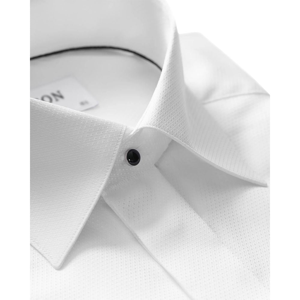 Camisa smoking masculina Eton Slim Fit Diamond Weave, branca, tamanho 16