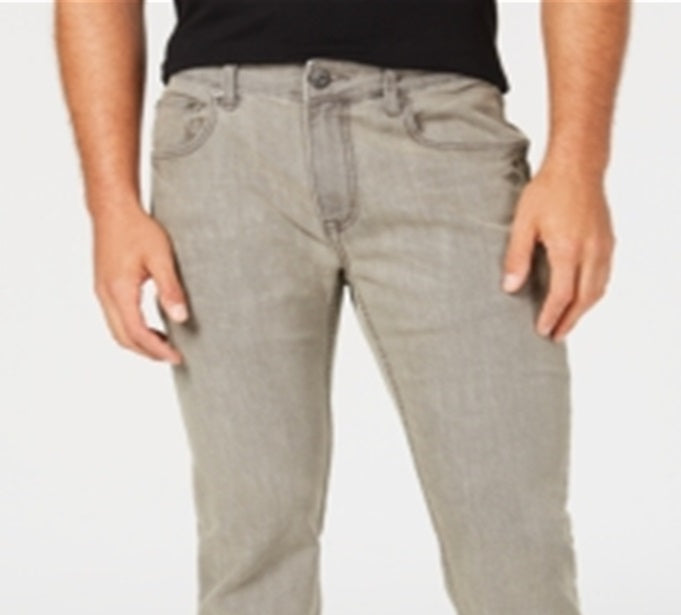 Calça jeans reta e elástica masculina INC International Concepts, cinza, tamanho 33x32