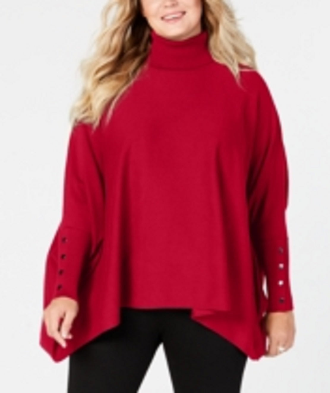 Poncho de gola alta feminino Alfani vermelho tamanho 2X