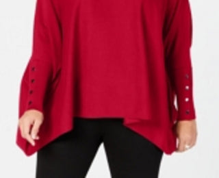 Poncho de gola alta feminino Alfani vermelho tamanho 2X