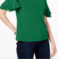Blusa feminina com mangas franzidas INC International Concepts, verde, tamanho X-S