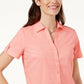 Camisa feminina Karen Scott de algodão com ilhós, rosa, tamanho pequeno médio