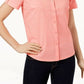 Camisa feminina Karen Scott de algodão com ilhós, rosa, tamanho pequeno médio