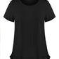 Blusa feminina com babados e bainha, preta, tamanho X-S