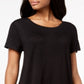 Blusa feminina com babados e bainha, preta, tamanho X-S