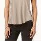 Camiseta feminina Alfani com acabamento em cetim, comprimento alto e baixo, tamanho marrom - pequeno GG