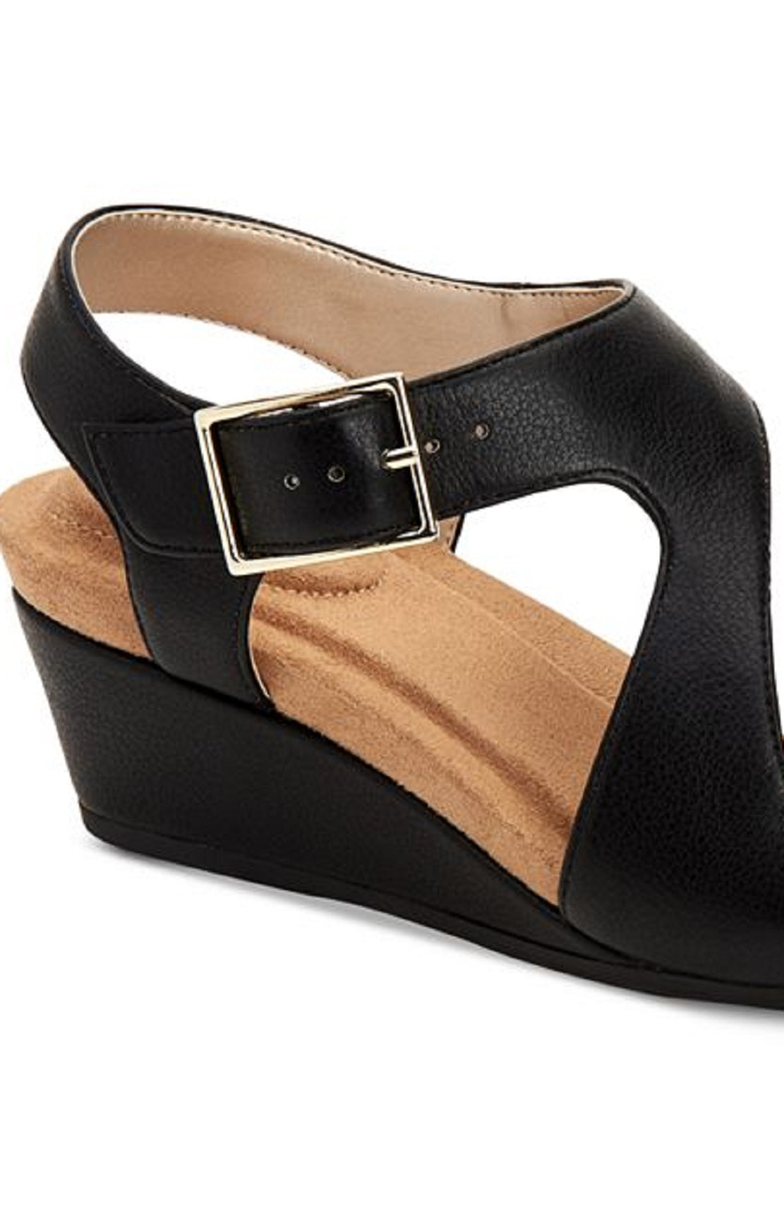 Sandálias femininas Giani Bernini Belinaa com bico aberto, casuais, pretas, tamanho 7,5 M