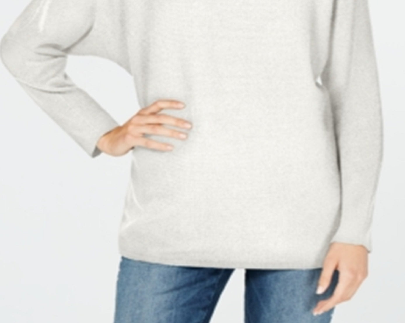 Suéter de malha canelada com manga dolman feminino INC International Concepts, branco, tamanho XX-grande