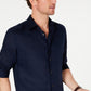 Camisa de linho masculina manga comprida Tasso Elba azul tamanho X-G