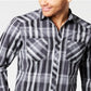 Camisa xadrez masculina de algodão Aaron da INC International Concepts com botões - preta, tamanho X-S