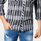 Camisa xadrez masculina de algodão Aaron da INC International Concepts com botões - preta, tamanho X-S