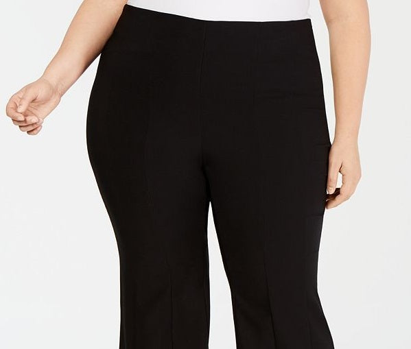 Calça feminina casual flare de cintura média, perna larga, preta, tamanho 20W, da INC International Concepts