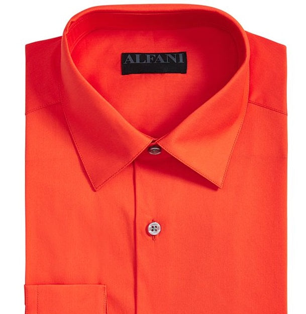 Camisa social masculina Alfani com gola laranja tamanho grande