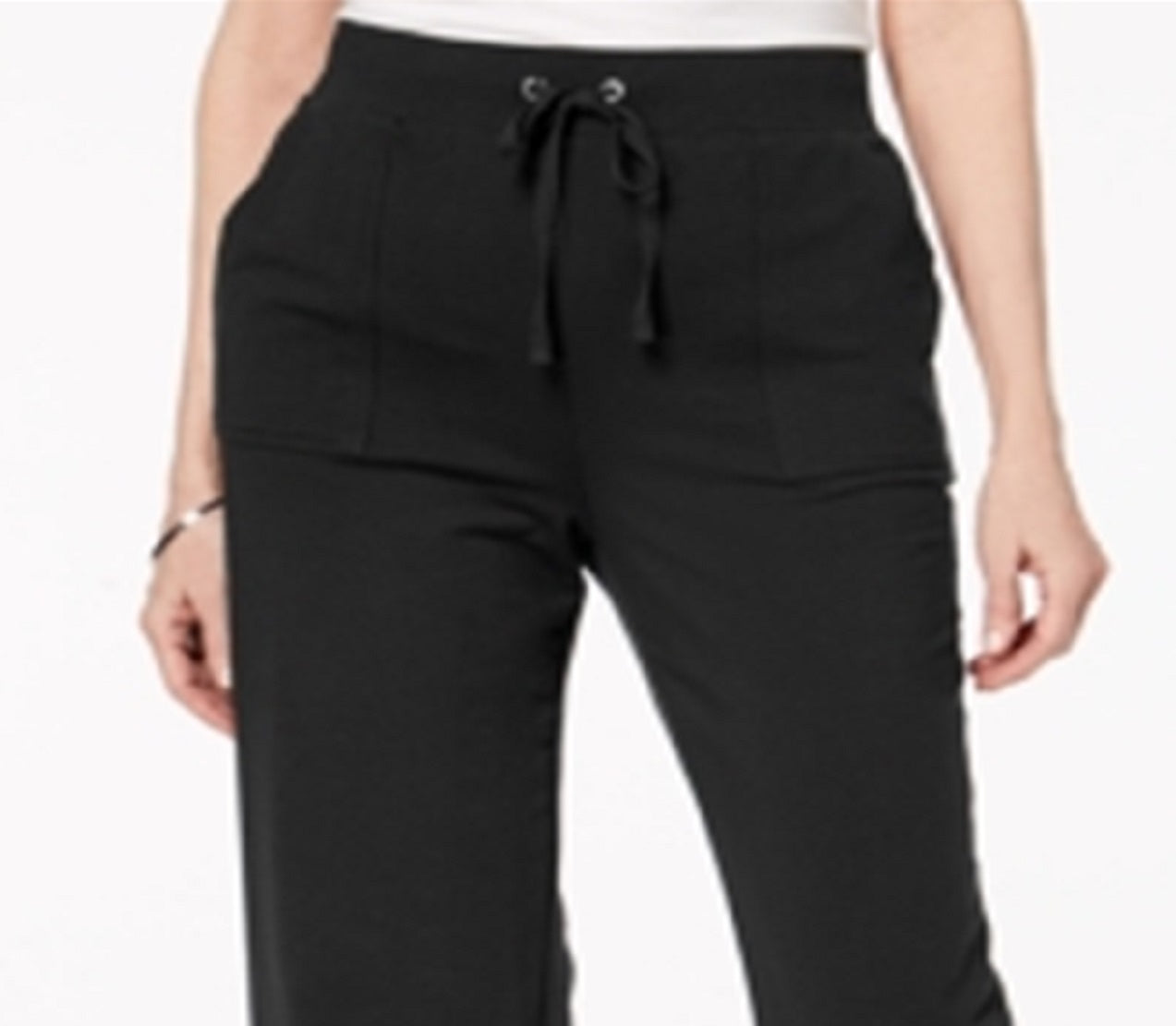 Calça Capri Karen Scott Feminina French Terry com Cordão, Preta, Tamanho P
