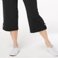 Calça Capri Karen Scott Feminina French Terry com Cordão, Preta, Tamanho P