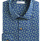 Camisa masculina Bar III Max Slim Fit com estampa de botões, azul, tamanho 15,5 x 32 x 33