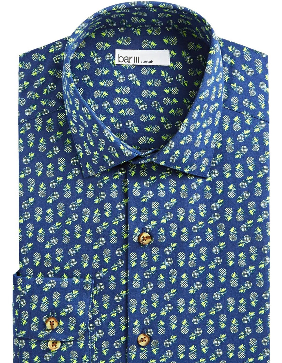 Camisa masculina Bar III Max Slim Fit com estampa de botões, azul, tamanho 15,5 x 32 x 33
