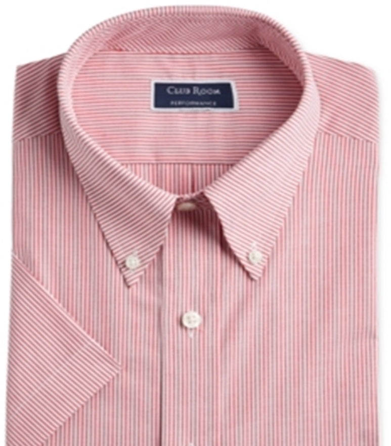 Camisa de desempenho listrada masculina Club Room, vermelha, tamanho 18