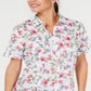 Camisa de algodão texturizada Iris Bliss feminina Karen Scott, branca, tamanho pequeno, extragrande