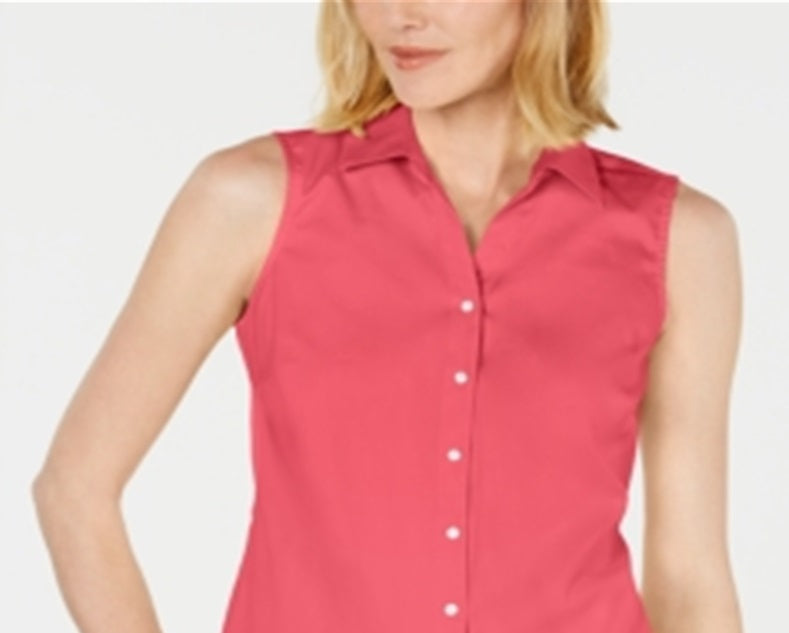 Camisa feminina com gola Charter Club rosa tamanho 18
