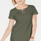 Vestido de algodão com cadarço Karen Scott feminino, verde, tamanho X-S