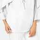 JM Collection Blusa Feminina com Babados e Colar Branco Tamanho Médio