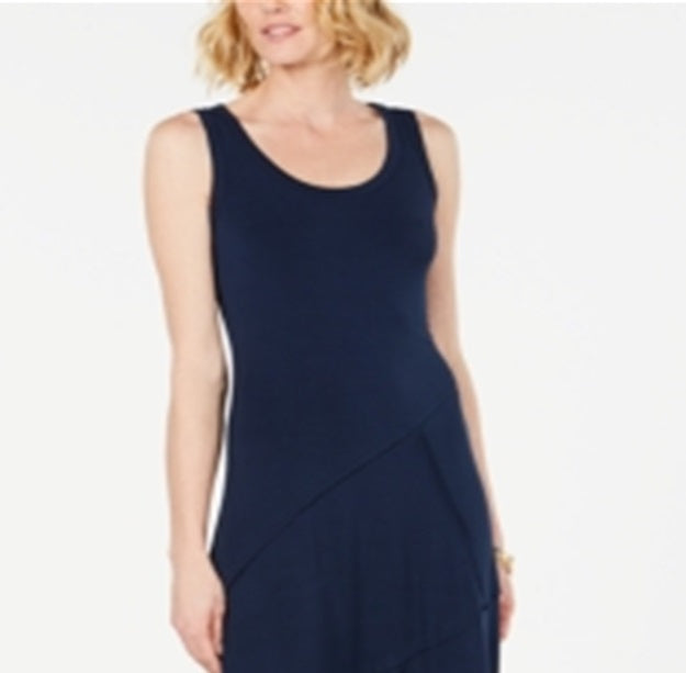 Vestido longo feminino sem mangas e com costura assimétrica, estilo &amp; co, azul, tamanho médio