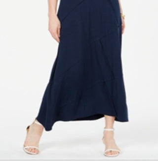 Vestido longo feminino sem mangas e com costura assimétrica, estilo &amp; co, azul, tamanho médio
