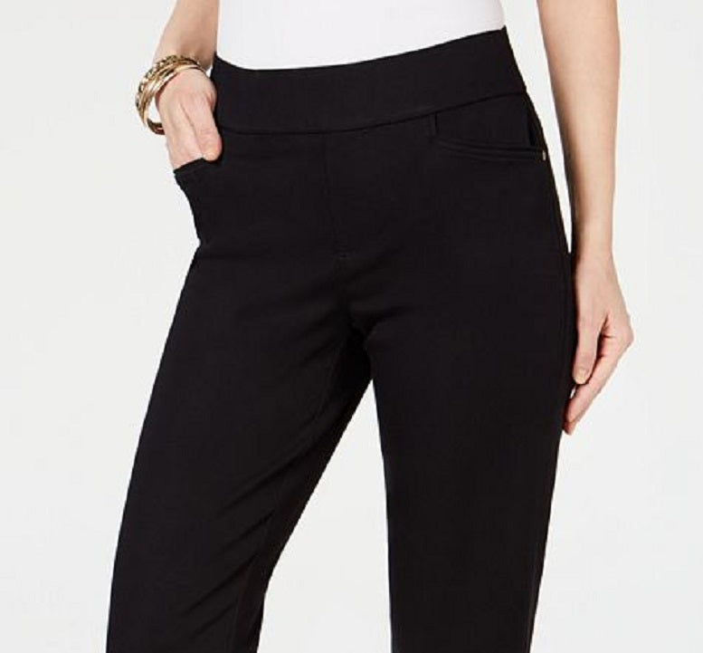 Calça Capri Feminina de Crochê com Franjas Estilo &amp; Co, Preta, Tamanho Pequeno