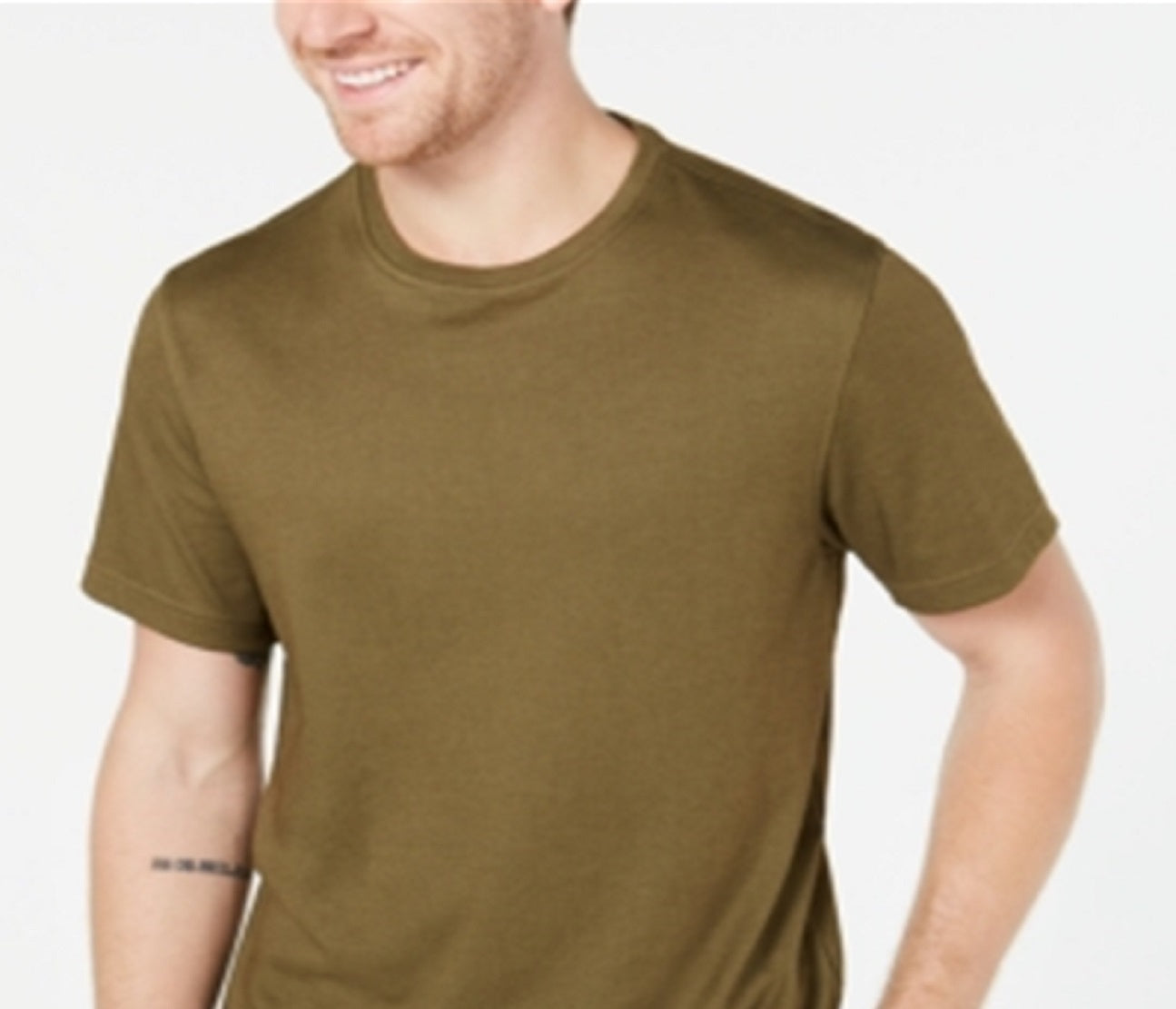 Camiseta masculina Tasso Elba Supima Blend com decote redondo e manga curta, verde, tamanho grande