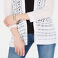 Cardigan feminino Charter Club com ponto aberto e suéter branco tamanho pequeno