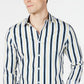 Camisa listrada masculina com botões e gola da INC International Concepts, tamanho X-G, branca
