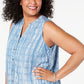 Regata feminina estilo &amp; co plus size estampada com decote dividido, azul, tamanho 0X