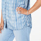 Regata feminina estilo &amp; co plus size estampada com decote dividido, azul, tamanho 0X