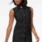 Vestido-camisa sem mangas jeans desfiado feminino Style &amp; Co, preto, tamanho 16, pequeno