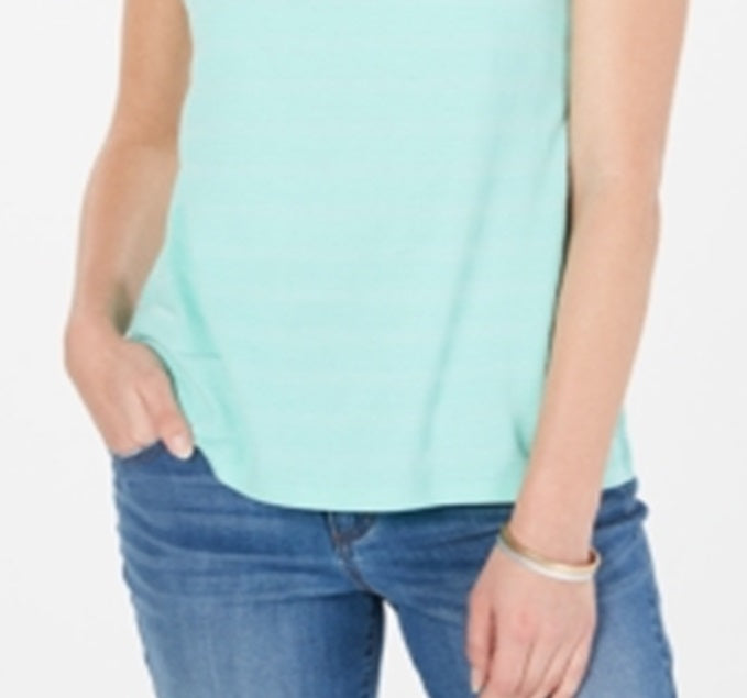 Regata feminina de algodão texturizado Charter Club, azul, tamanho grande