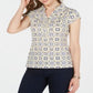 Camisa polo feminina estampada Charter Club, amarela, tamanho pequeno
