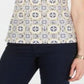 Camisa polo feminina estampada Charter Club, amarela, tamanho pequeno