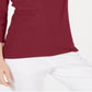 Karen Scott Blusa de algodão feminina com decote redondo, vermelha, tamanho pequeno