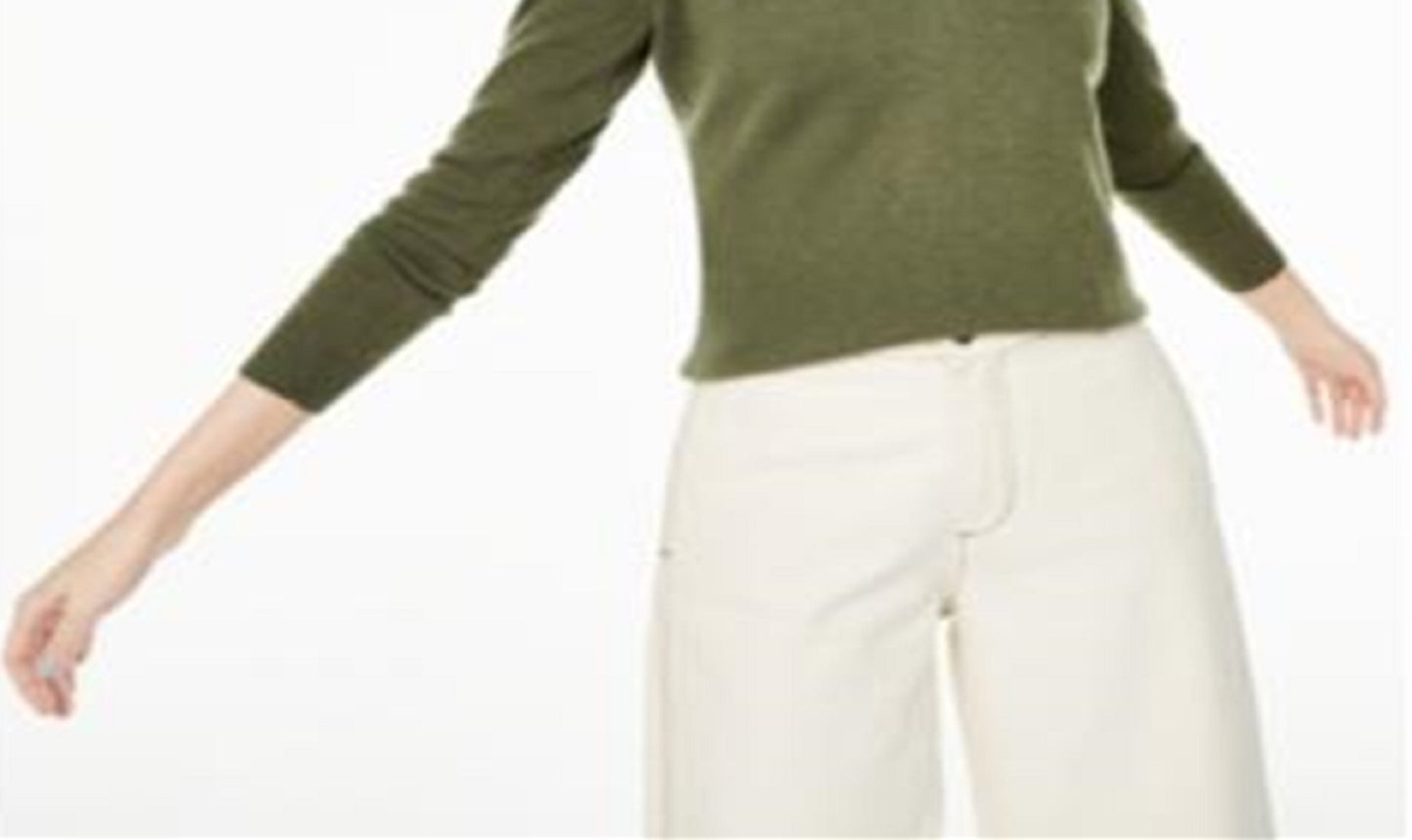 Suéter de cashmere feminino com decote em V Charter Club, verde, tamanho médio