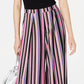 Calça feminina listrada Bar III, perna larga, rosa, tamanho X-S