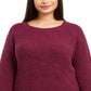 Suéter feminino plus size com punhos nas laterais e mangas compridas, gola redonda, roxo, tamanho 4X