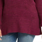 Suéter feminino plus size com punhos nas laterais e mangas compridas, gola redonda, roxo, tamanho 4X